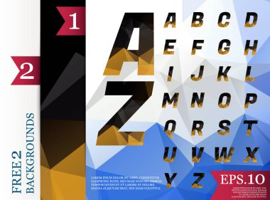 Crystal Font poligonal alfabe arka plan geometrik desen triangles.eps.10