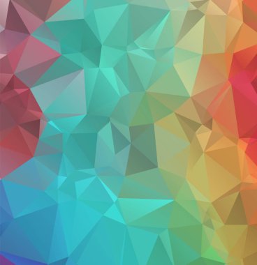 -Üçgen düşük poli desen - poligonal geometrik soyut arka plan tam renkli spektrum gökkuşağı