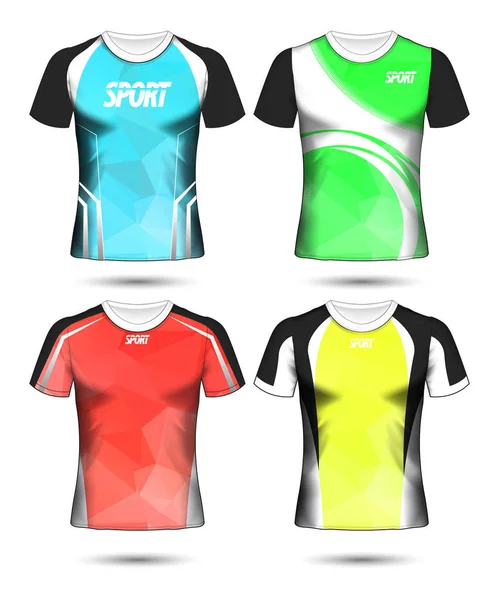 Uppsättning Fotboll Sport Shirt Layout Formgivningsmall Poly Och Polotröja Vektorillustration — Stock vektor