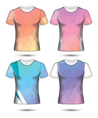  t-shirt şablonları farklı renklerin soyut geometrik koleksiyonu çokgen mozaik 