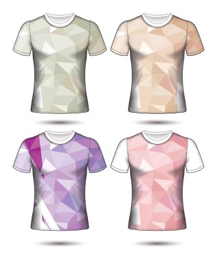  t-shirt şablonları farklı renklerin soyut geometrik koleksiyonu çokgen mozaik 