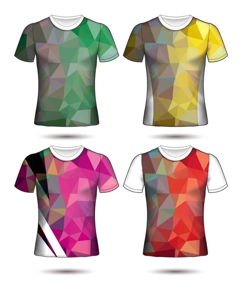 Modelos Shirt Coleção Geométrica Abstrata Diferentes Cores Mosaico Poligonal — Vetor de Stock