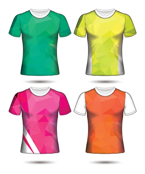 Plantillas Camiseta Colección Geométrica Abstracta Diferentes Colores Mosaico Poligonal — Vector de stock