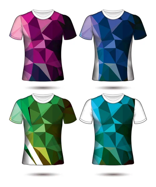 Shirt Szablony Abstrakcyjne Geometryczne Kolekcji Różnych Kolorach Mozaiki Wielokątnej — Wektor stockowy