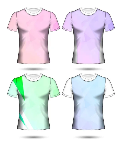 Plantillas Camiseta Colección Geométrica Abstracta Diferentes Colores Mosaico Poligonal — Vector de stock