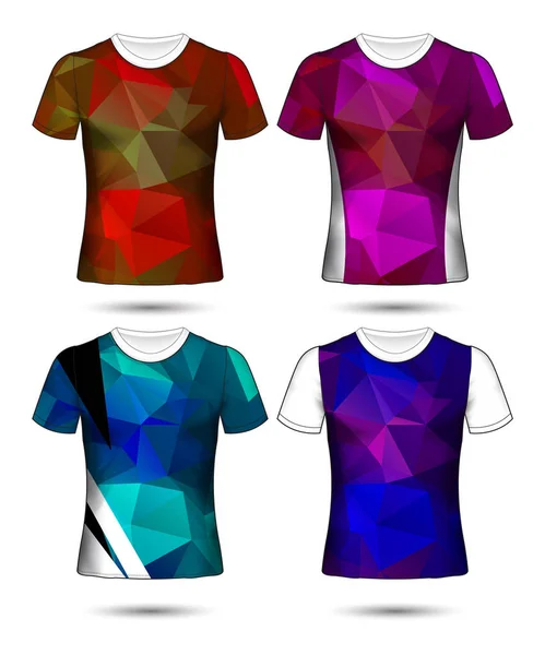 Shirt Mallar Abstrakt Geometrisk Samling Olika Färger Polygonal Mosaik — Stock vektor