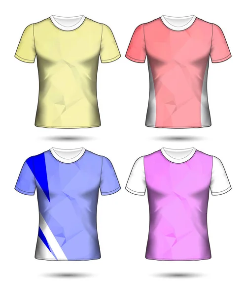 Modelos Shirt Coleção Geométrica Abstrata Diferentes Cores Mosaico Poligonal —  Vetores de Stock