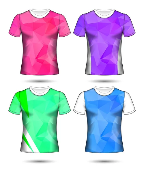 Modelos Shirt Coleção Geométrica Abstrata Diferentes Cores Mosaico Poligonal —  Vetores de Stock