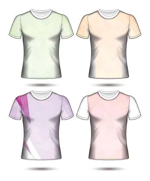 Plantillas Camiseta Colección Geométrica Abstracta Diferentes Colores Mosaico Poligonal — Vector de stock