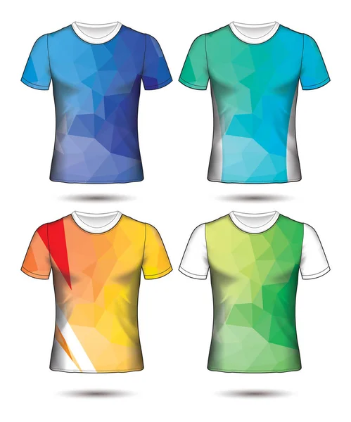 Modelos Shirt Coleção Geométrica Abstrata Diferentes Cores Mosaico Poligonal — Vetor de Stock