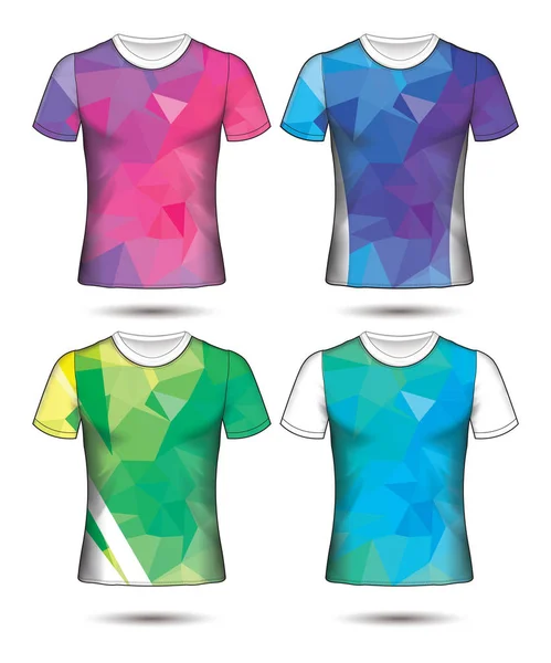 Modèles Shirt Collection Géométrique Abstraite Différentes Couleurs Mosaïque Polygonale — Image vectorielle