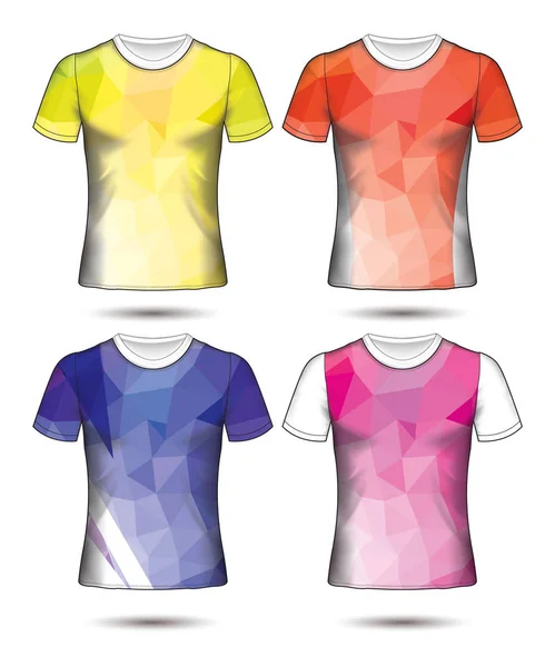 Plantillas Camiseta Colección Geométrica Abstracta Diferentes Colores Mosaico Poligonal — Vector de stock