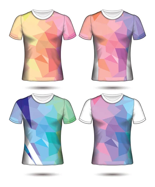 Modelos Shirt Coleção Geométrica Abstrata Diferentes Cores Mosaico Poligonal — Vetor de Stock