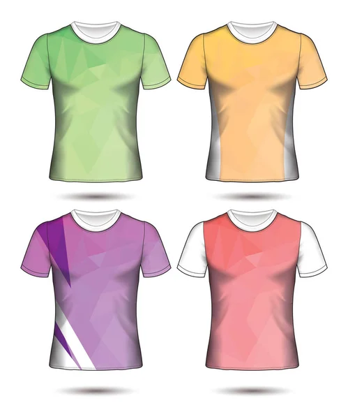 Modelos Shirt Coleção Geométrica Abstrata Diferentes Cores Mosaico Poligonal —  Vetores de Stock