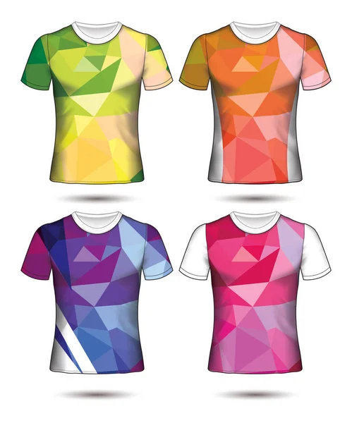 Modelos Shirt Coleção Geométrica Abstrata Diferentes Cores Mosaico Poligonal — Vetor de Stock