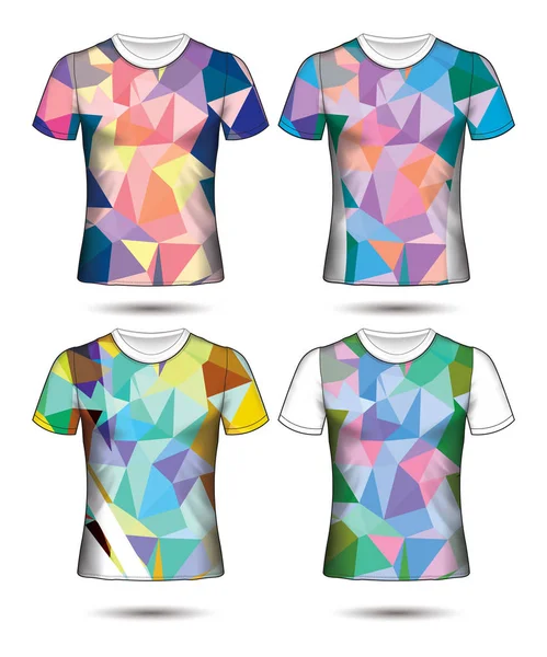 Shirt Templates Abstract Geometric Collection Different Colors Polygonal Mosaic — Stock Vector