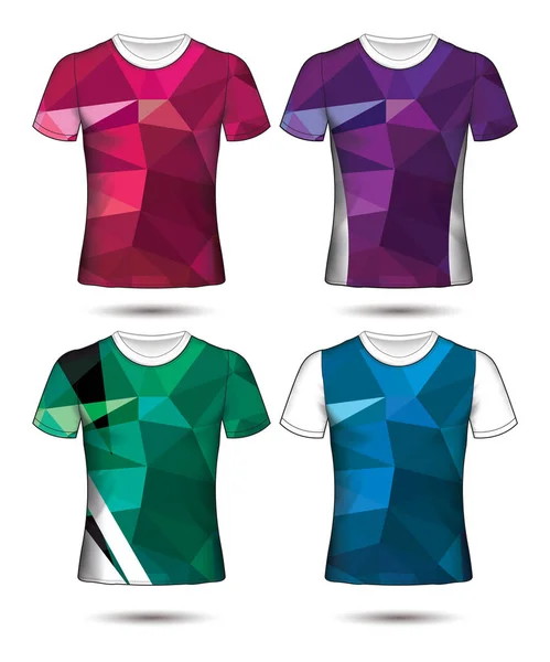 Plantillas Camiseta Colección Geométrica Abstracta Diferentes Colores Mosaico Poligonal — Archivo Imágenes Vectoriales