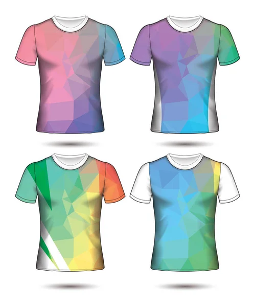 Modelos Shirt Coleção Geométrica Abstrata Diferentes Cores Mosaico Poligonal —  Vetores de Stock