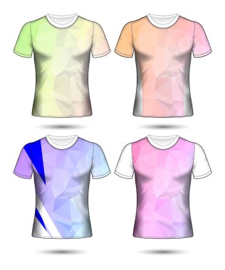  t-shirt şablonları farklı renklerin soyut geometrik koleksiyonu çokgen mozaik 
