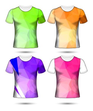  t-shirt şablonları farklı renklerin soyut geometrik koleksiyonu çokgen mozaik 