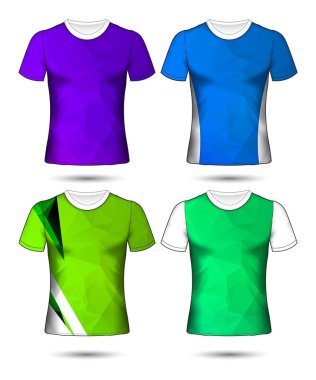  t-shirt şablonları farklı renklerin soyut geometrik koleksiyonu çokgen mozaik 