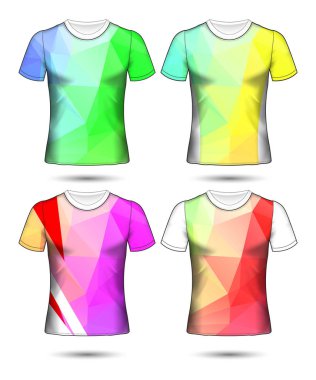  t-shirt şablonları farklı renklerin soyut geometrik koleksiyonu çokgen mozaik 