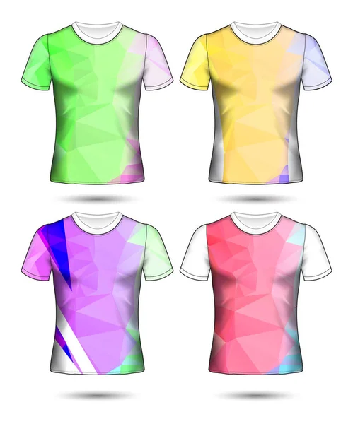 Modelos Shirt Coleção Geométrica Abstrata Diferentes Cores Mosaico Poligonal — Vetor de Stock