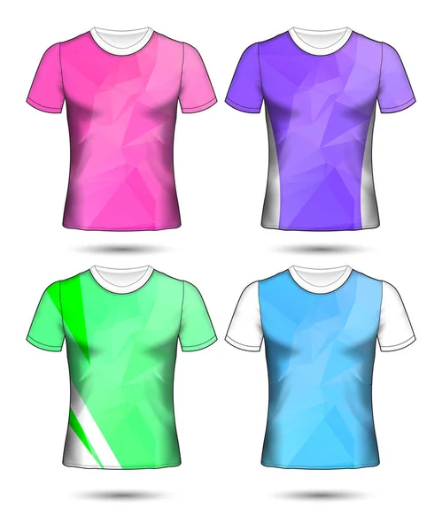 Modelos Shirt Coleção Geométrica Abstrata Diferentes Cores Mosaico Poligonal — Vetor de Stock