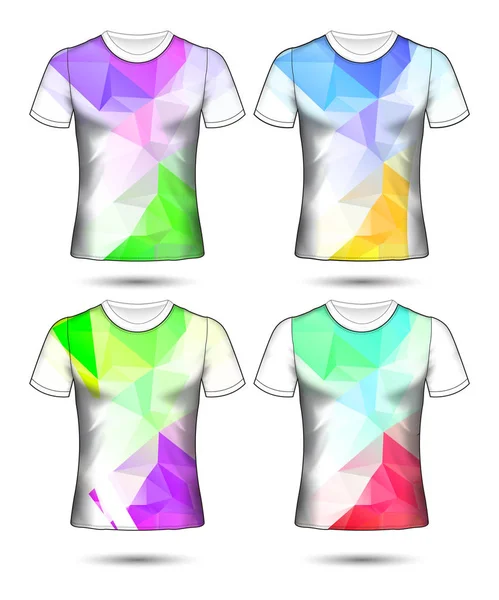 Modelos Shirt Coleção Geométrica Abstrata Diferentes Cores Mosaico Poligonal — Vetor de Stock