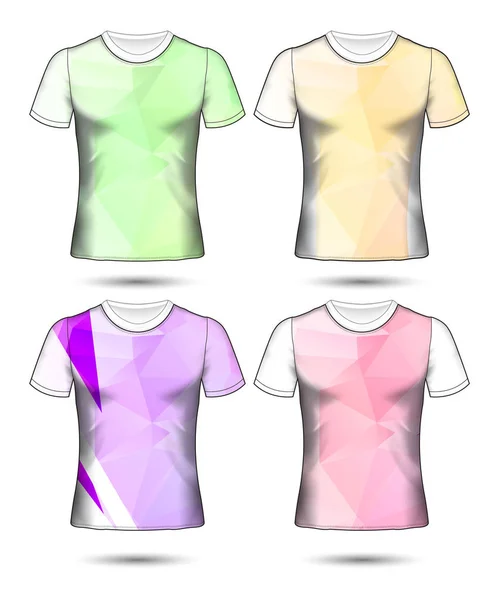 Shirt Skabeloner Abstrakt Geometrisk Samling Forskellige Farver Polygonal Mosaik – Stock-vektor