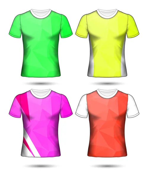 Shirt Mallar Abstrakt Geometrisk Samling Olika Färger Polygonal Mosaik — Stock vektor