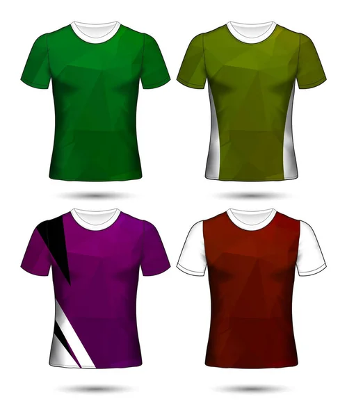 Plantillas Camiseta Colección Geométrica Abstracta Diferentes Colores Mosaico Poligonal — Vector de stock