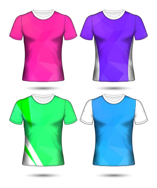 Modelos Shirt Coleção Geométrica Abstrata Diferentes Cores Mosaico Poligonal —  Vetores de Stock