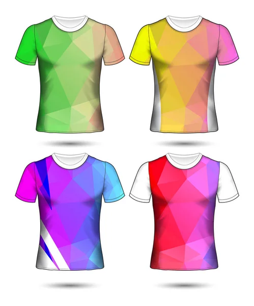 Shirt Vorlagen Abstrakte Geometrische Sammlung Verschiedener Farben Polygonales Mosaik — Stockvektor