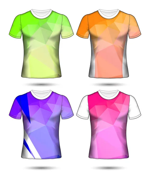 Plantillas Camiseta Colección Geométrica Abstracta Diferentes Colores Mosaico Poligonal — Vector de stock