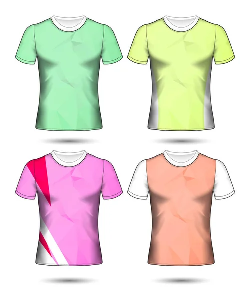 Modelos Shirt Coleção Geométrica Abstrata Diferentes Cores Mosaico Poligonal — Vetor de Stock