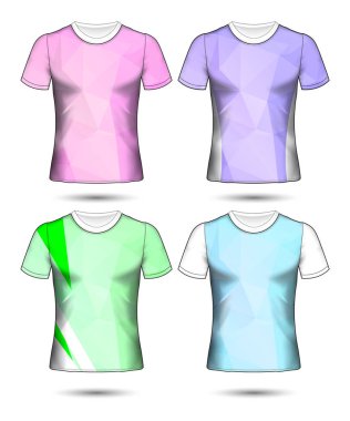  t-shirt şablonları farklı renklerin soyut geometrik koleksiyonu çokgen mozaik 