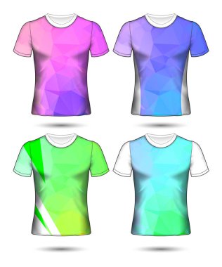  t-shirt şablonları farklı renklerin soyut geometrik koleksiyonu çokgen mozaik 