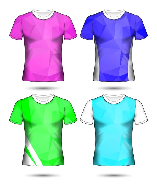 Modelos Shirt Coleção Geométrica Abstrata Diferentes Cores Mosaico Poligonal —  Vetores de Stock