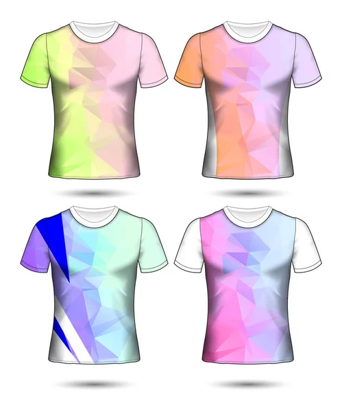 Modelos Shirt Coleção Geométrica Abstrata Diferentes Cores Mosaico Poligonal —  Vetores de Stock