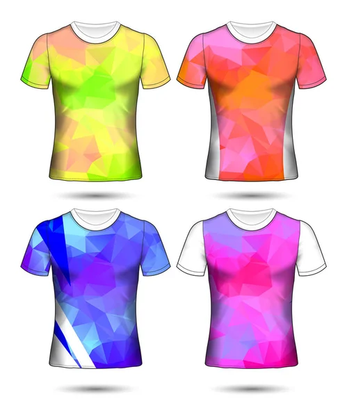 Modelos Shirt Coleção Geométrica Abstrata Diferentes Cores Mosaico Poligonal —  Vetores de Stock