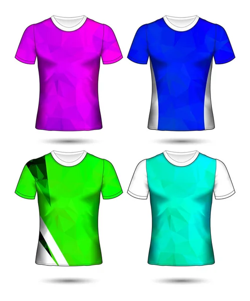 Modelos Shirt Coleção Geométrica Abstrata Diferentes Cores Mosaico Poligonal —  Vetores de Stock