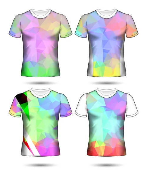 Modelos Shirt Coleção Geométrica Abstrata Diferentes Cores Mosaico Poligonal — Vetor de Stock