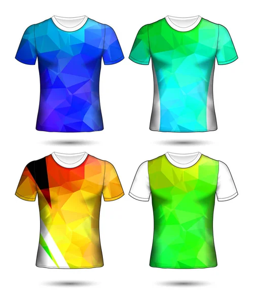 Shirt Šablony Abstraktní Geometrické Kolekce Různých Barev Polygonální Mozaiky — Stockový vektor