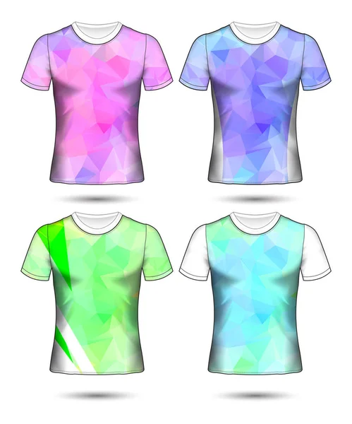 Modelos Shirt Coleção Geométrica Abstrata Diferentes Cores Mosaico Poligonal —  Vetores de Stock