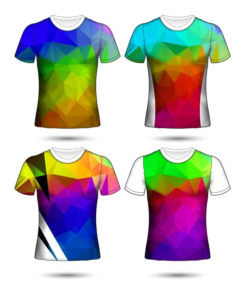 Tričko šablony abstraktní geometrické sbírka různých barev a laků — Stockový vektor