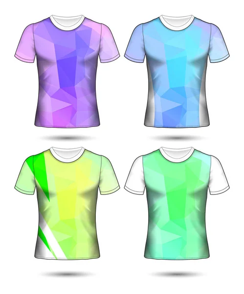 Tričko šablony abstraktní geometrické sbírka různých barev a laků — Stockový vektor