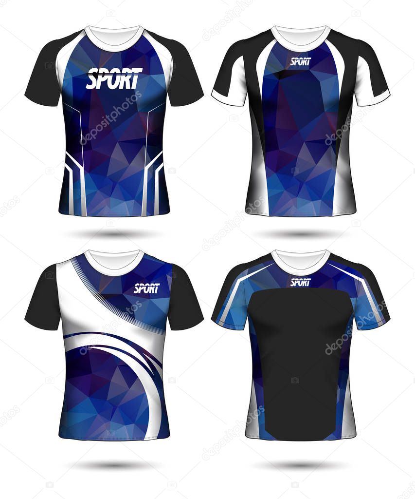 Set of Soccer sport t-shirt layout design poly template and polo