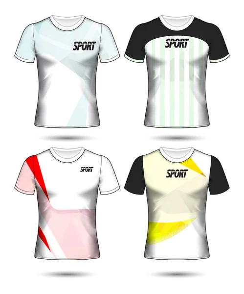 축구 또는 축구 저지 서식 파일 t-셔츠 스타일, 디자인의 세트 — 스톡 벡터