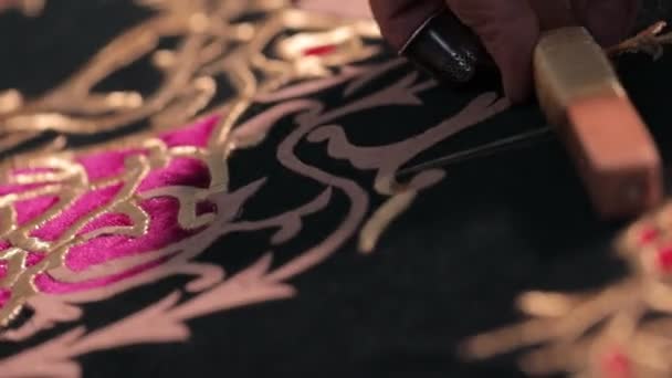 Kadın Diker Kumaş Halk Sanatları Embroiders — Stok video